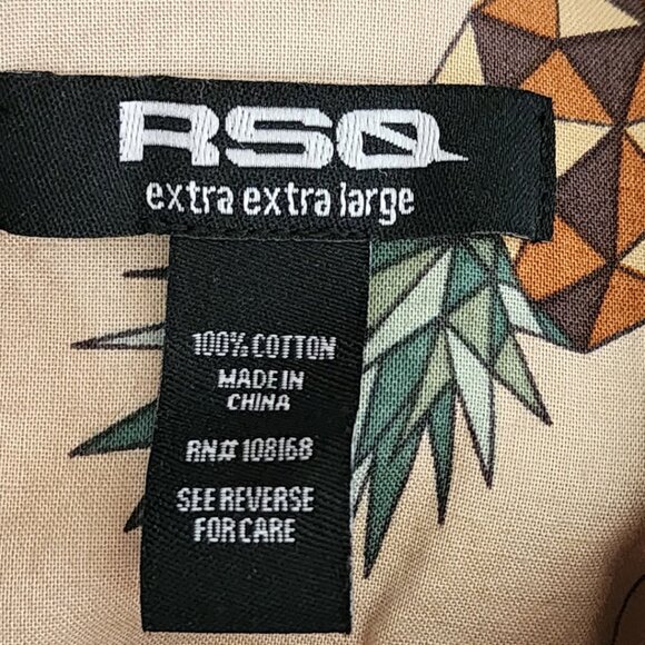 RSQ Beige Cotton Pineapples Printed Button Front Shirt - Picture 3 of 3